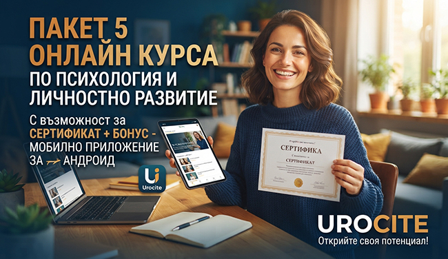 Пакет 5 онлайн курса по психология и личностно развитие с възможност за сертификат от Urocite